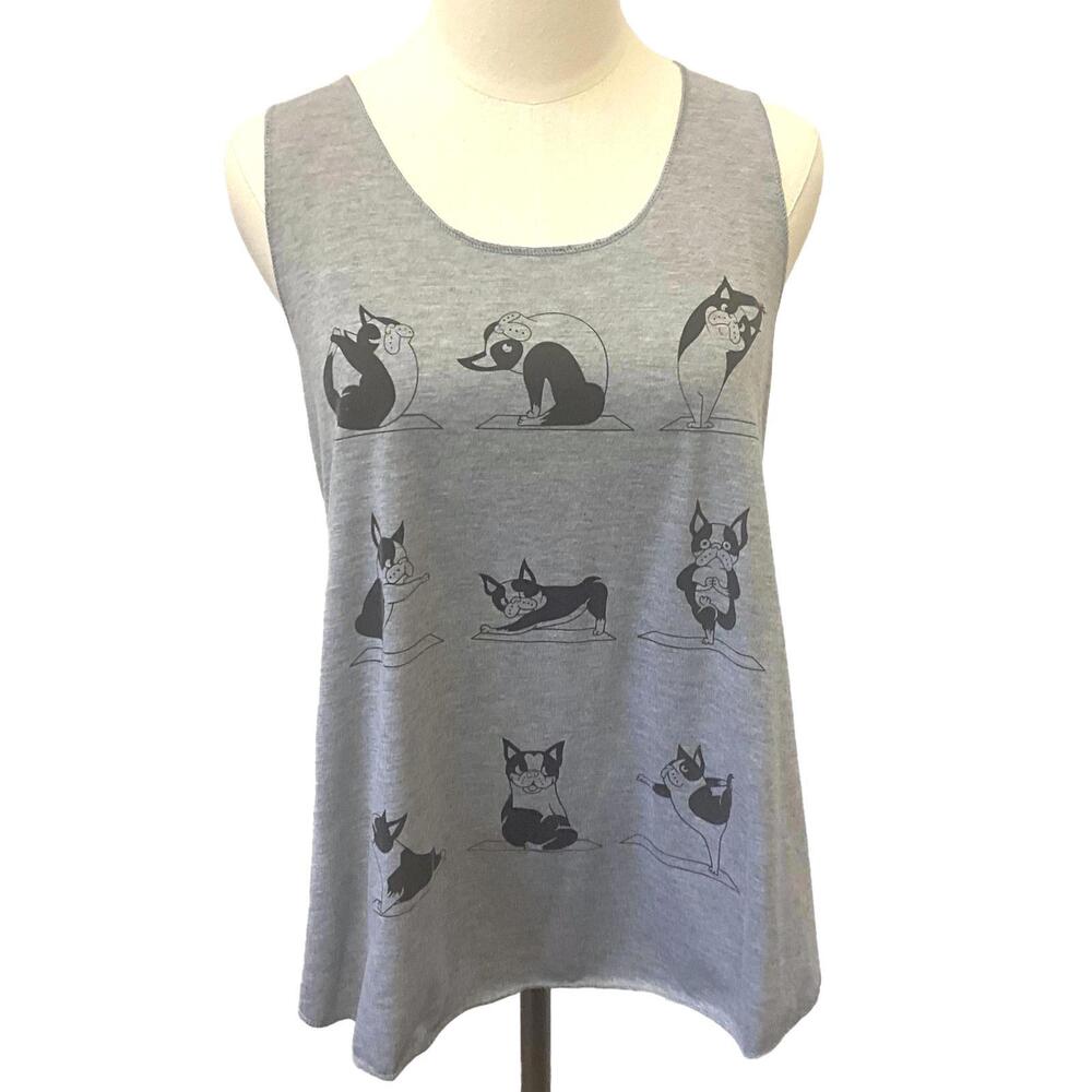 L.A. Soul Women's Size XL Gray Sleeveless Cats Doing Yoga Tank Top Shirt